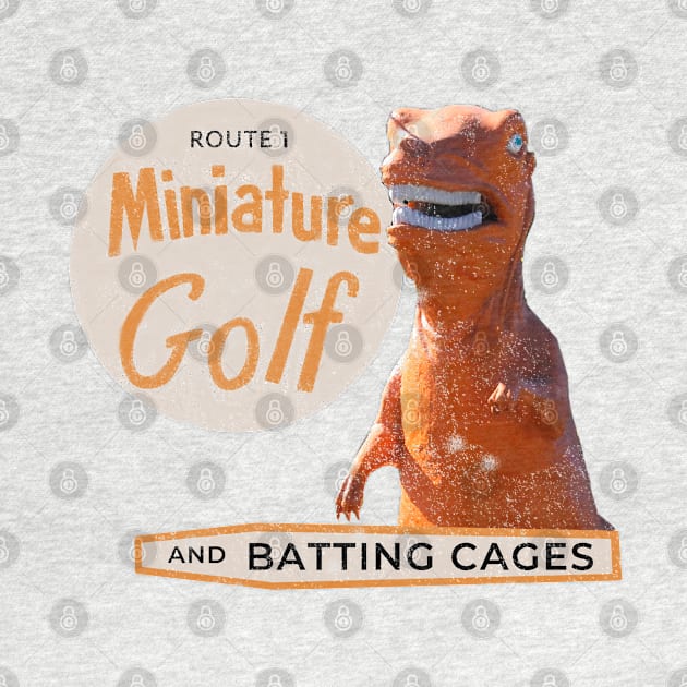 Route 1 Mini Golf - Orange Dinosaur by GeekGiftGallery